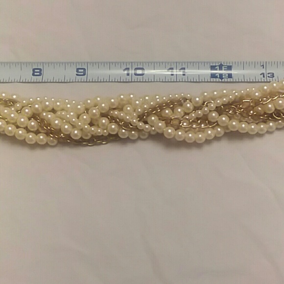 Statement Faux Pearl Gold Tone Twisted Necklace - Picture 7 of 8